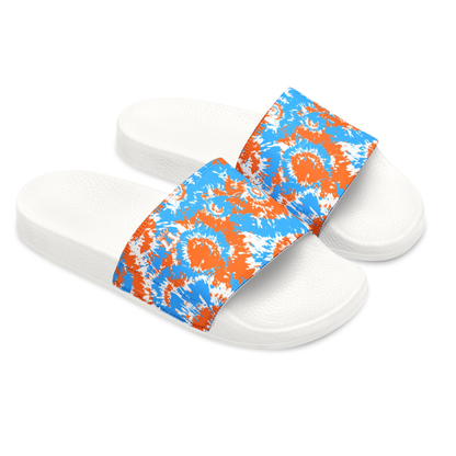 Kids Blue Orange Tie-Dye Removable Strap Slide Sandals