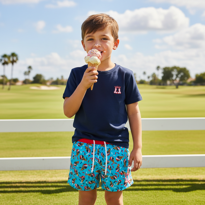 Kids Patriotic Golf Ice Cream Mesh Shorts