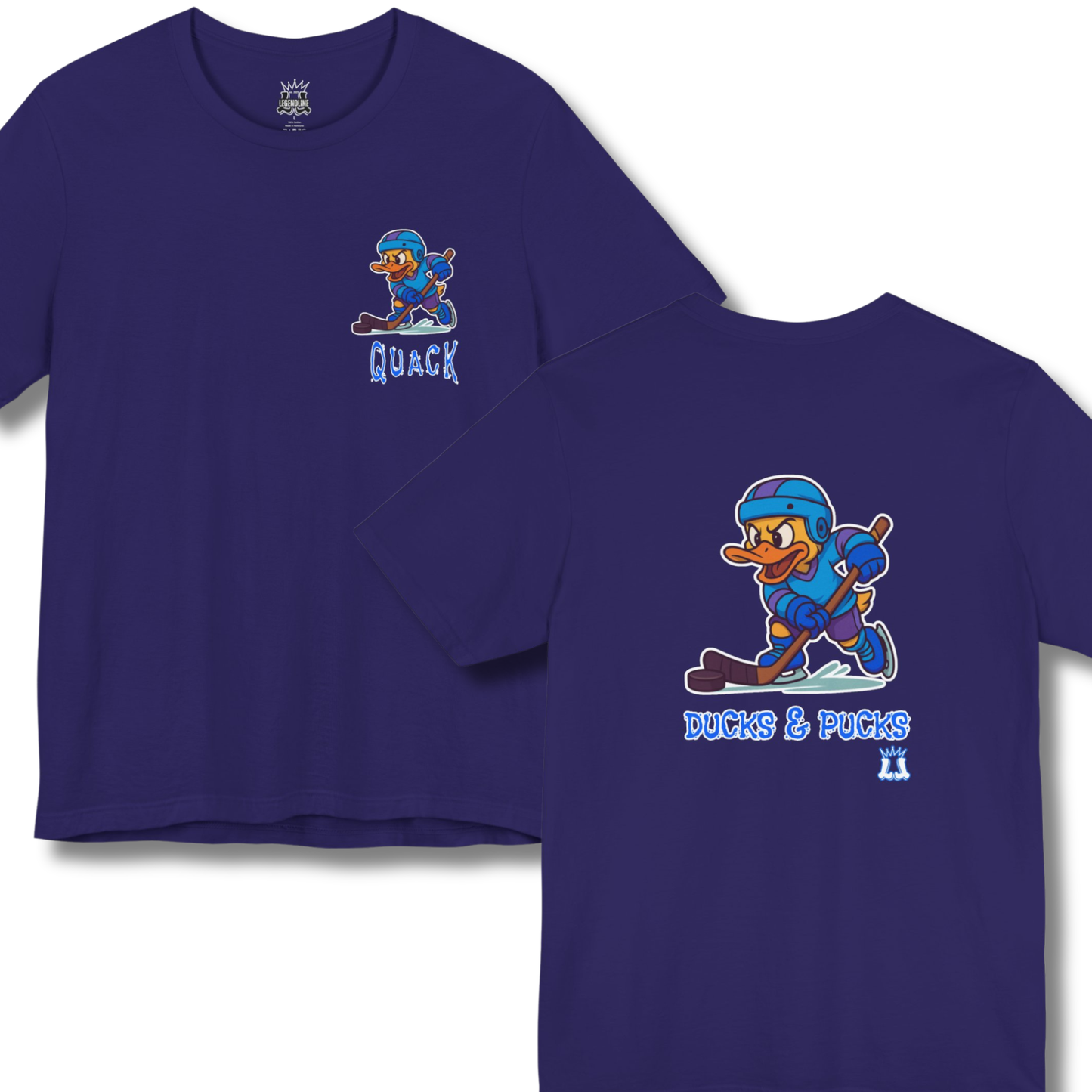 Adult Unisex T-Shirt:Casual Quack Ducks and Pucks Hockey Tee