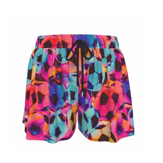 Girls Neon Soccer Print Butterfly Shorts