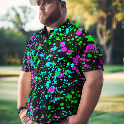 All-Over Print Men's Polo Shirt - Paint Splash Design