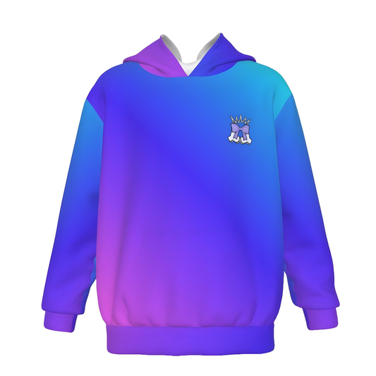 Girl's Cheer Hoodie, Gradient Blue Cheerleader Sweatshirt