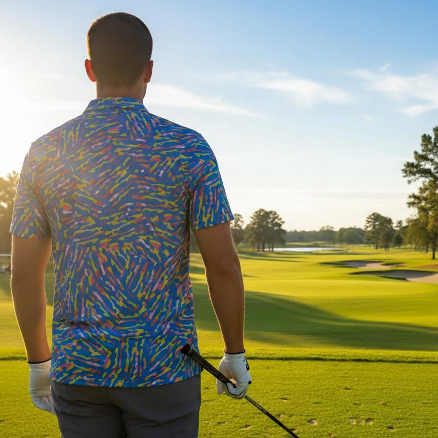 Men's Abstract Colorful UV Protection Polo Shirt