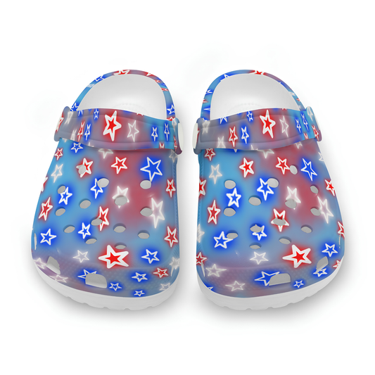 Kids Patriotic Clog Hole Shoes, Youth Sandals, American Star Design