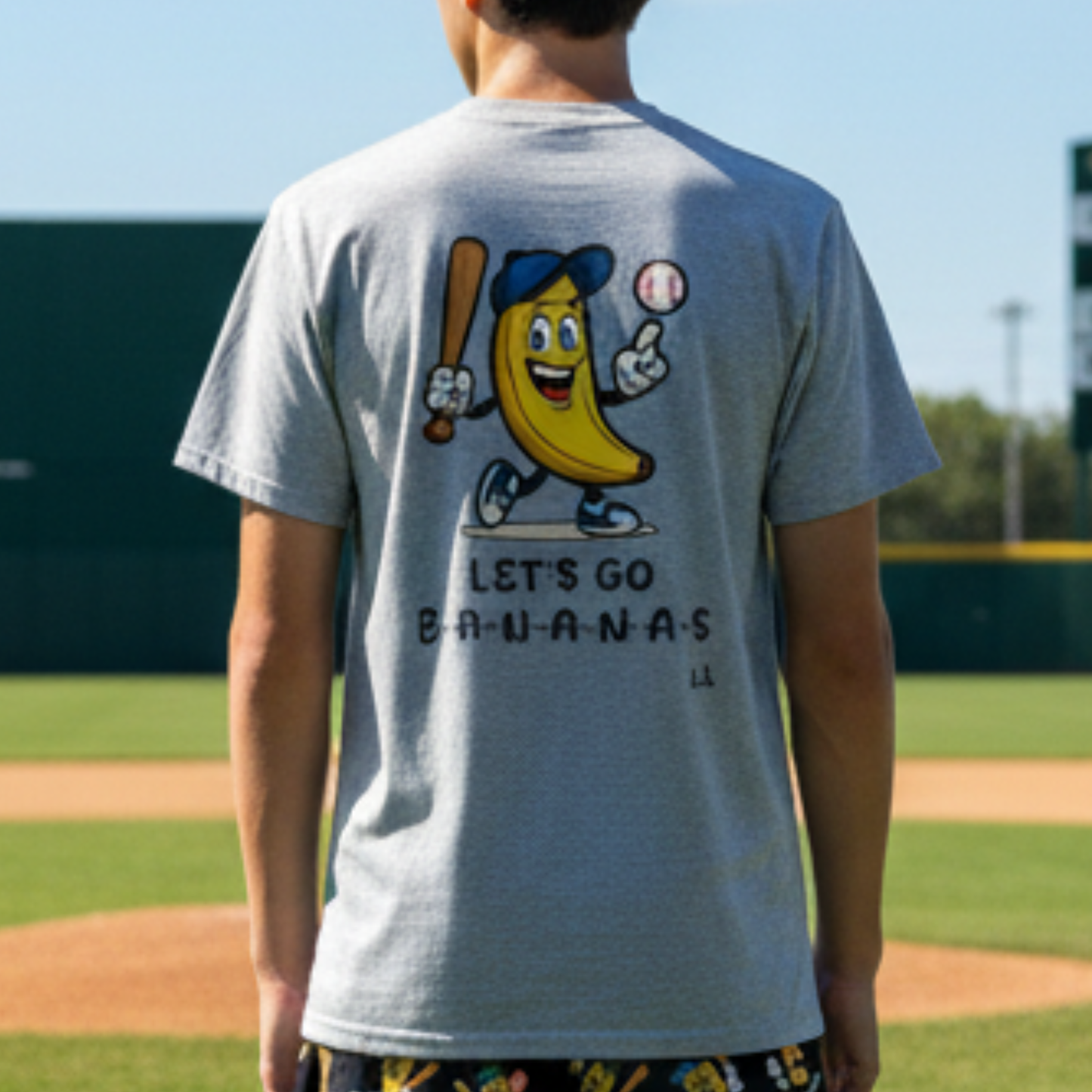 Youth Gildan Unisex Baseball Goes Bananas T-Shirt: Funny Graphic Tee