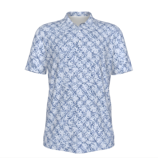 Men's Blue Speckled UV Protection Casual Golf Shirt