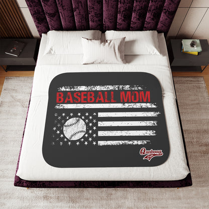 Quaboag Baseball Mom Flag Sherpa Blanket