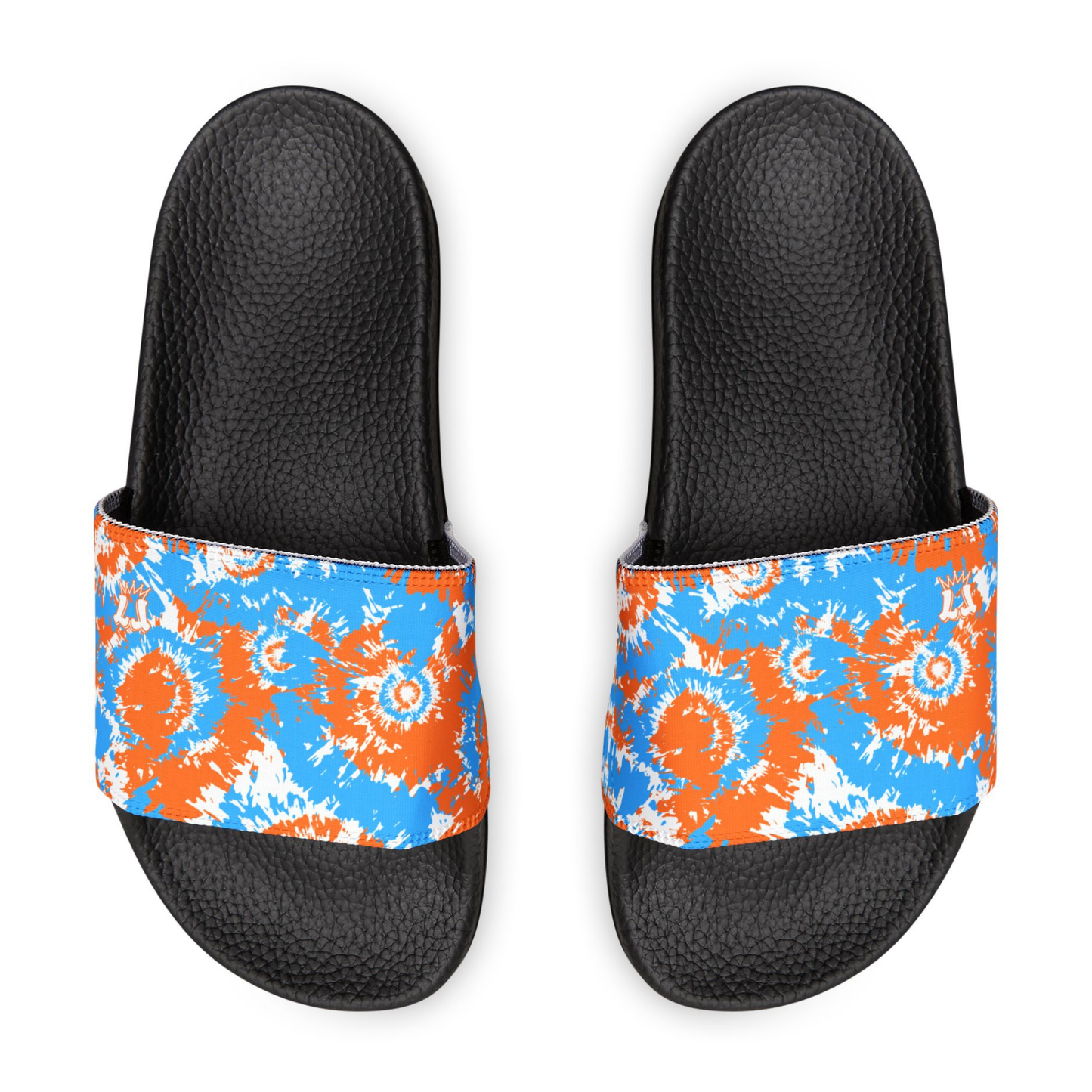 Kids Blue Orange Tie-Dye Removable Strap Slide Sandals