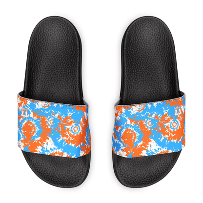 Kids Blue Orange Tie-Dye Removable Strap Slide Sandals