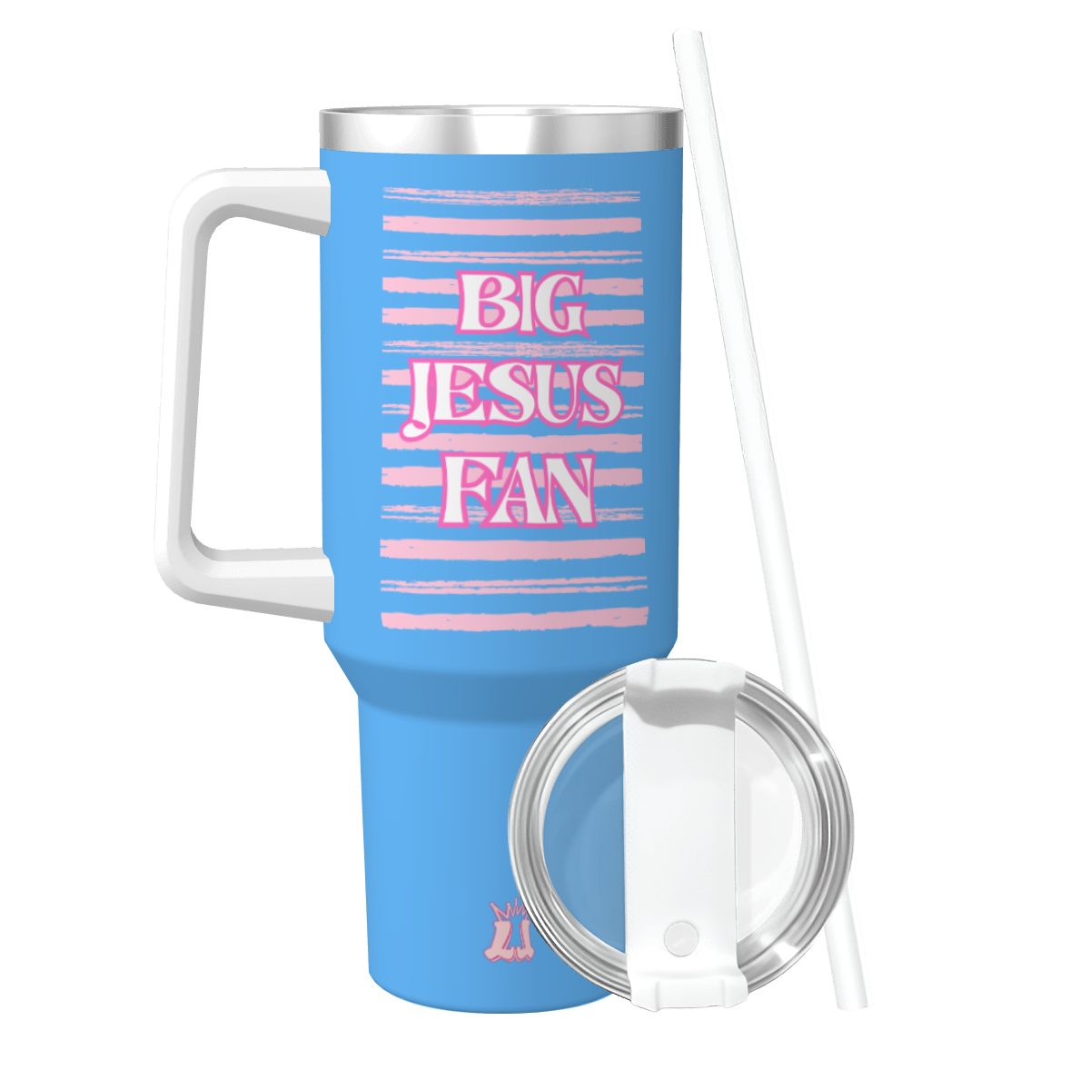 40 oz Stainless Steel Travel Mug 'Big Jesus Fan'