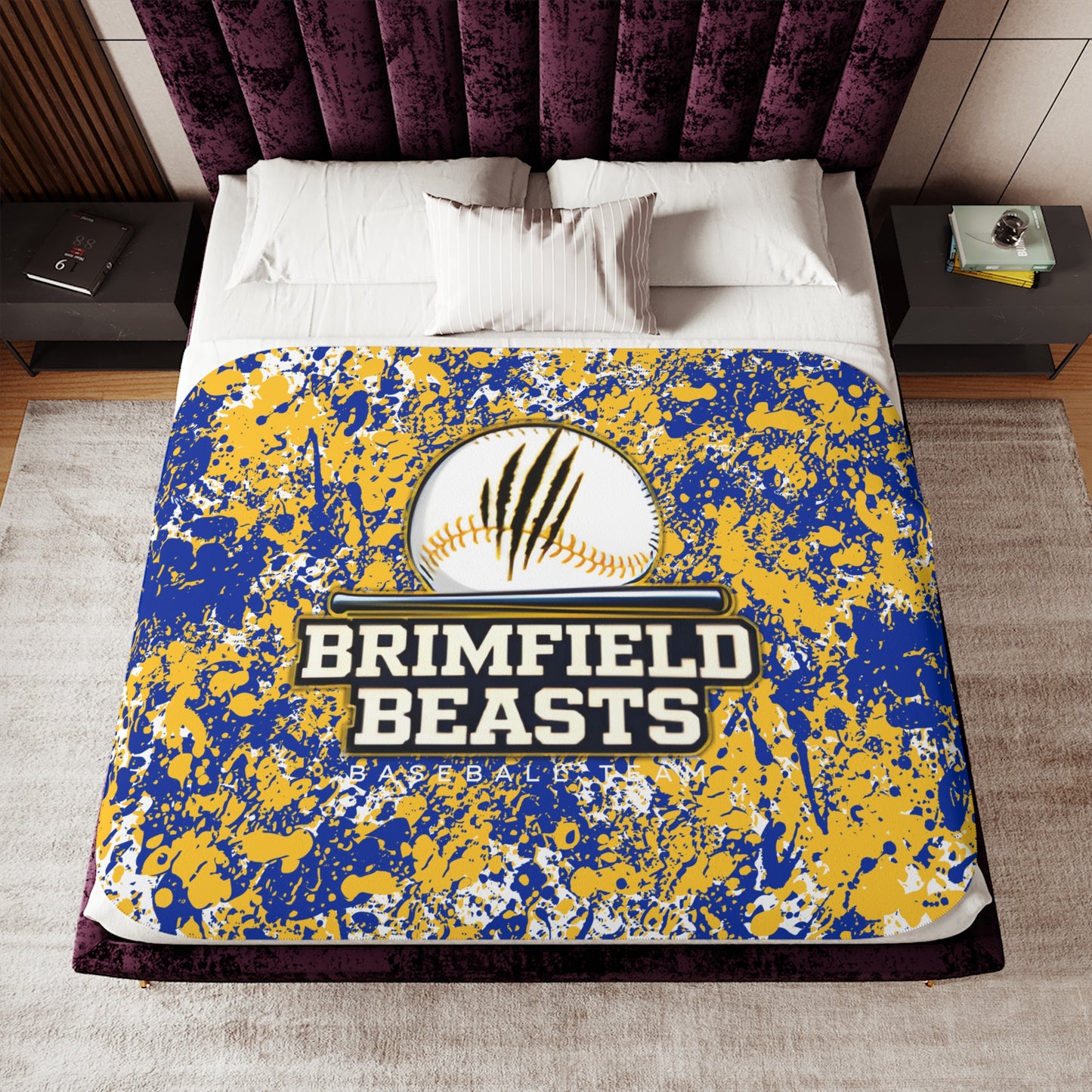 Brimfield Beasts Little League Sherpa Blanket - Paint Splatter