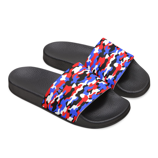 Youth Patriotic Camo Slides, Removable Strap Slides