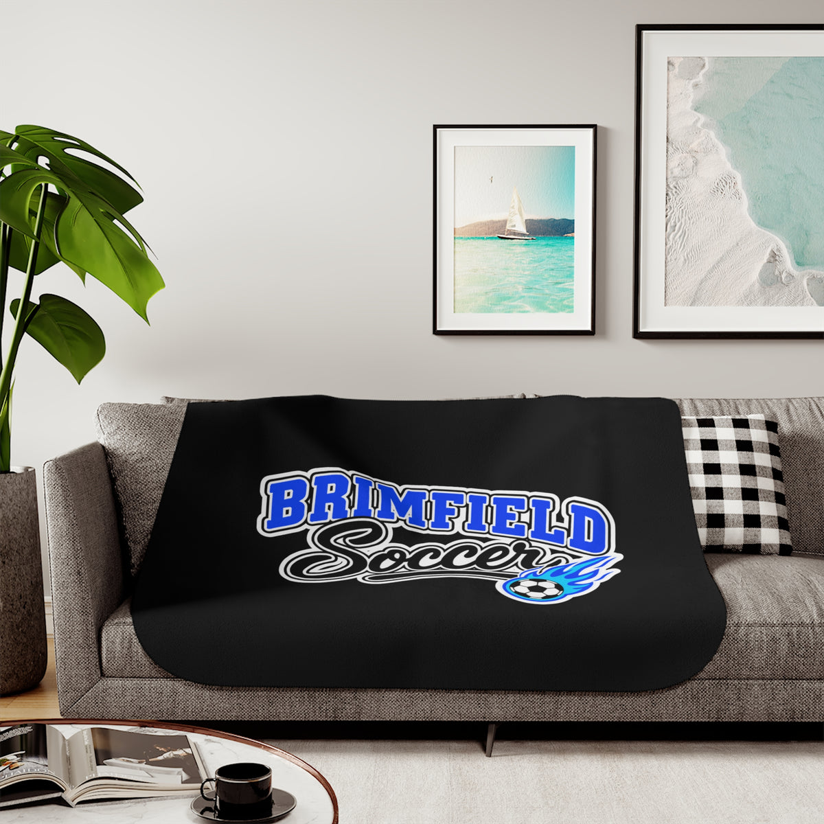 Brimfield Soccer Sherpa Fleece Blanket - Black