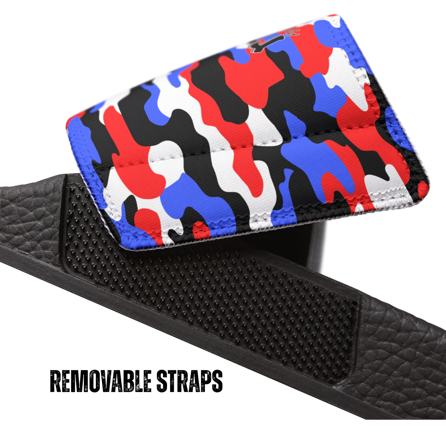 Youth Patriotic Camo Slides, Removable Strap Slides