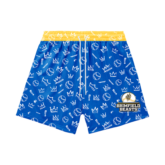 Adult Brimfield Beasts Mesh Shorts - Blue Graffiti (with inner liner)