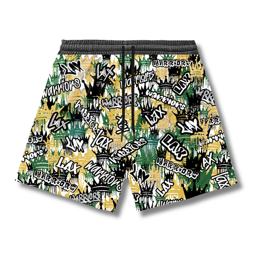 Adult TRYLAX Dripping Crowns Graffiti Mesh Shorts (with inner liner)