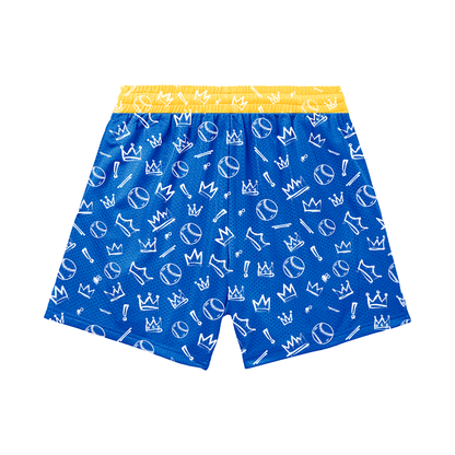 Adult Brimfield Beasts Mesh Shorts - Blue Graffiti (with inner liner)