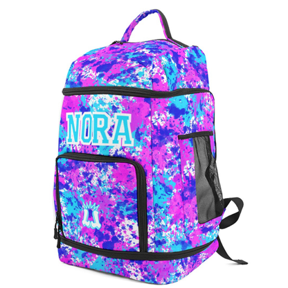 Personalized All-Sports Paint Splatter Sports Bag, Purple/Blue Edition