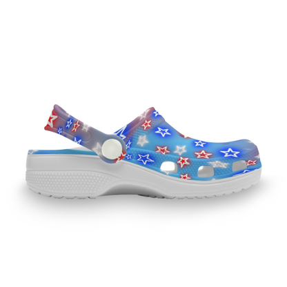 Kids Patriotic Clog Hole Shoes, Youth Sandals, American Star Design