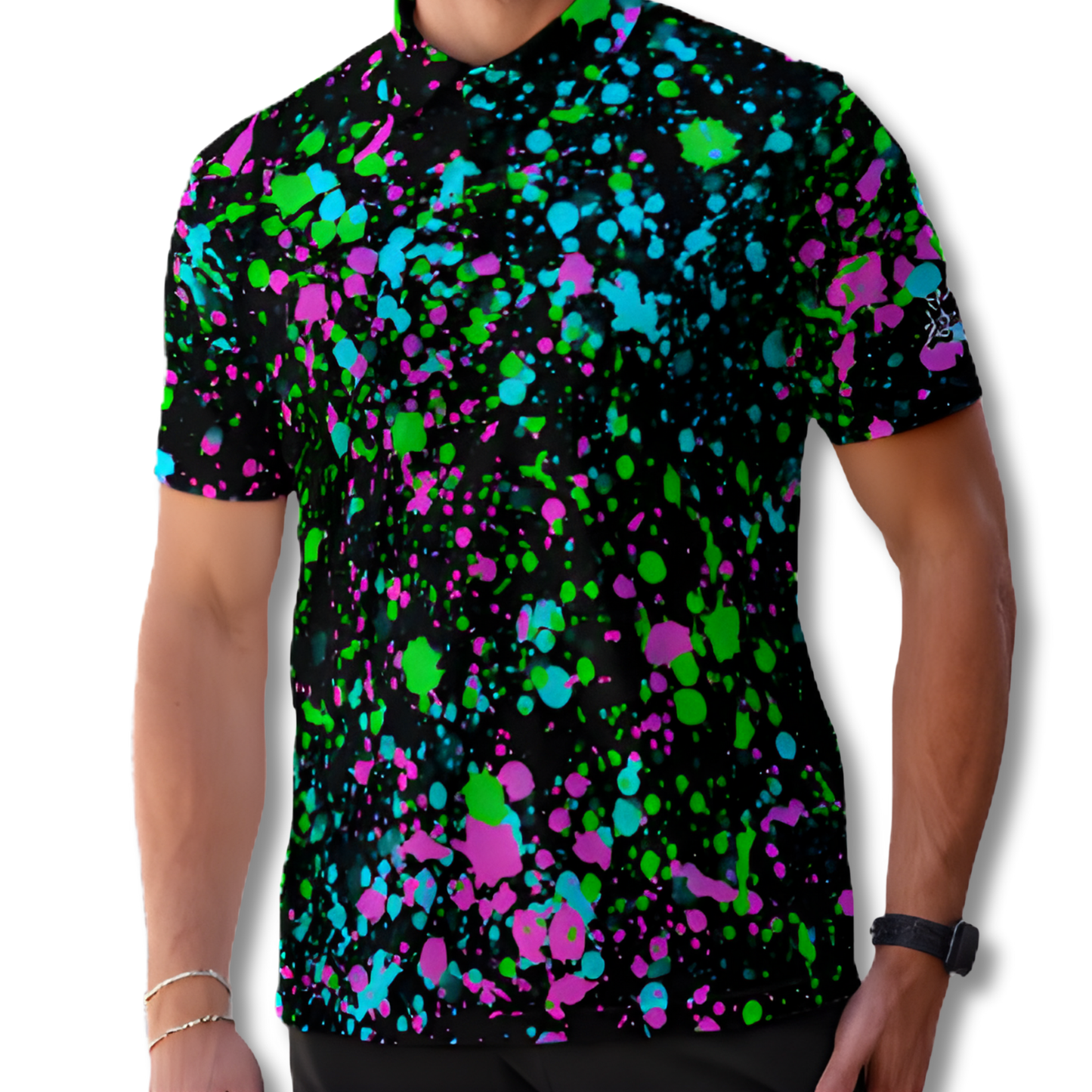 All-Over Print Men's Polo Shirt - Paint Splash Design