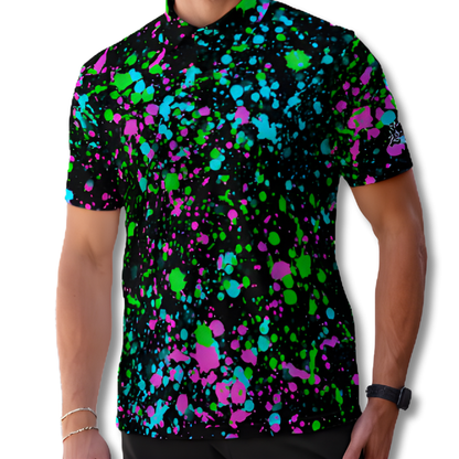 All-Over Print Men's Polo Shirt - Paint Splash Design