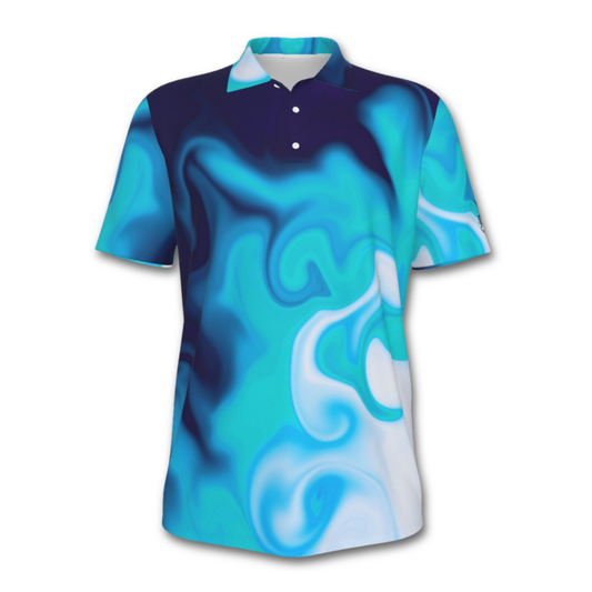 Men's UV Protection Blue Swirl Polo Shirt