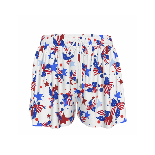 Girls Patriotic Coquette Design Butterfly Shorts, Youth Patriotic Apparel