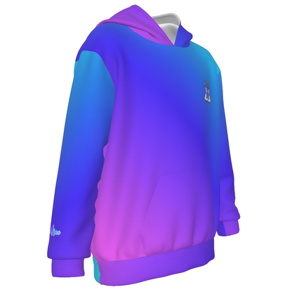 Girl's Cheer Hoodie, Gradient Blue Cheerleader Sweatshirt
