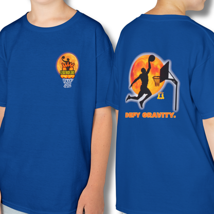 Youth Defy Gravity Basketball Tee, Slam Dunk Short Sleeve T-Shirt