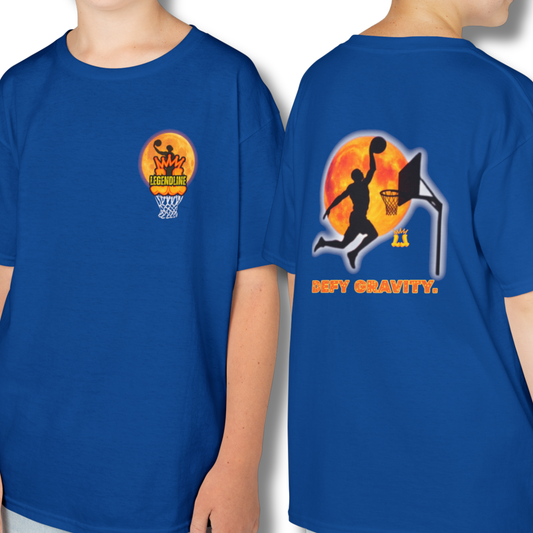 Youth Defy Gravity Basketball Tee, Slam Dunk Short Sleeve T-Shirt