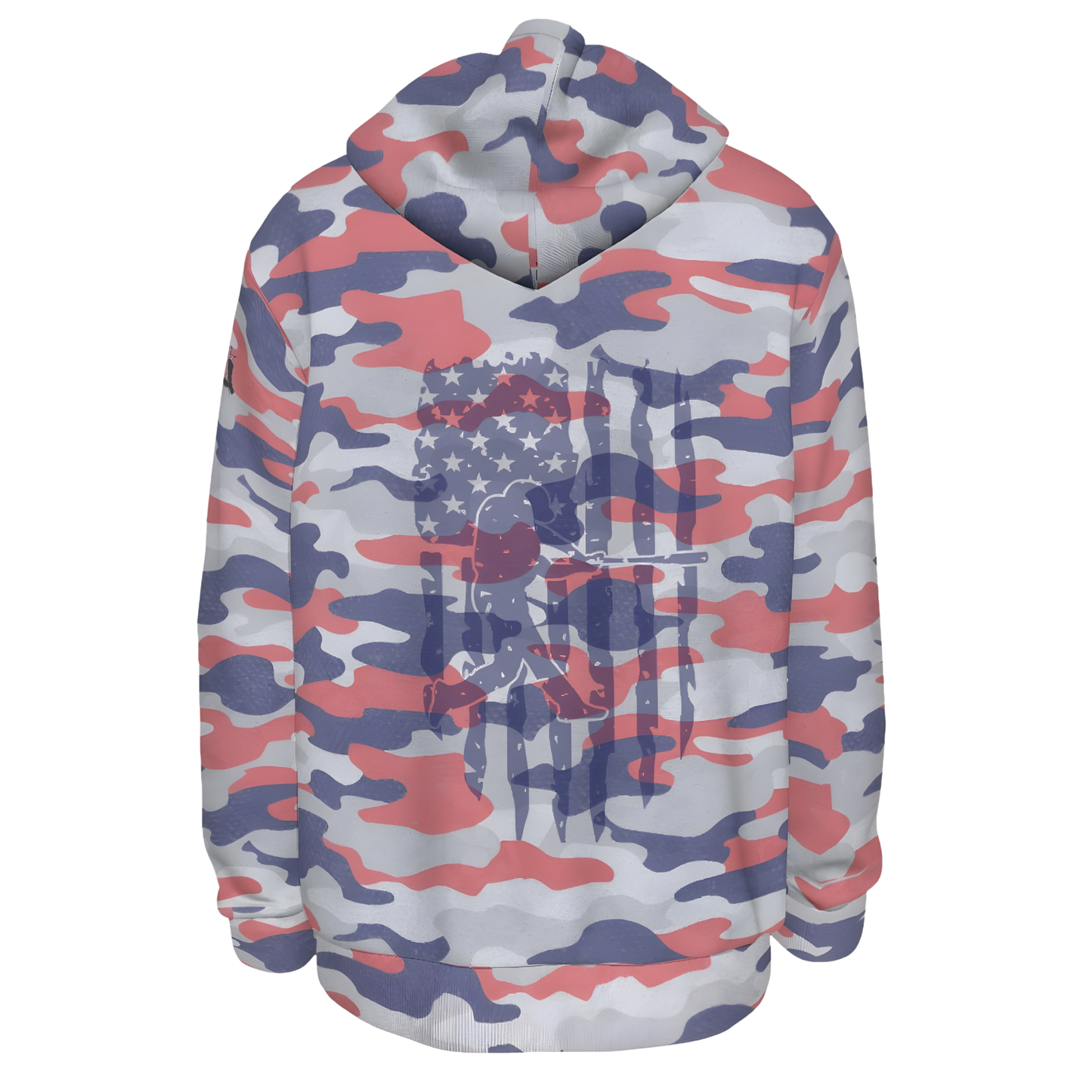 Adult Unisex Patriotic Camo Distressed Baseball Hoodie