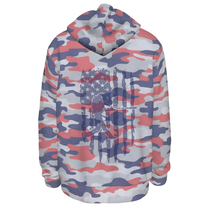 Adult Unisex Patriotic Camo Distressed Baseball Hoodie