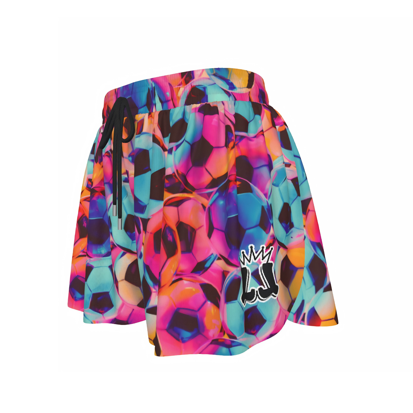 Girls Neon Soccer Print Butterfly Shorts