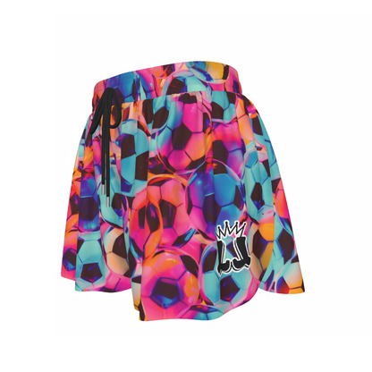 Girls Neon Soccer Print Butterfly Shorts