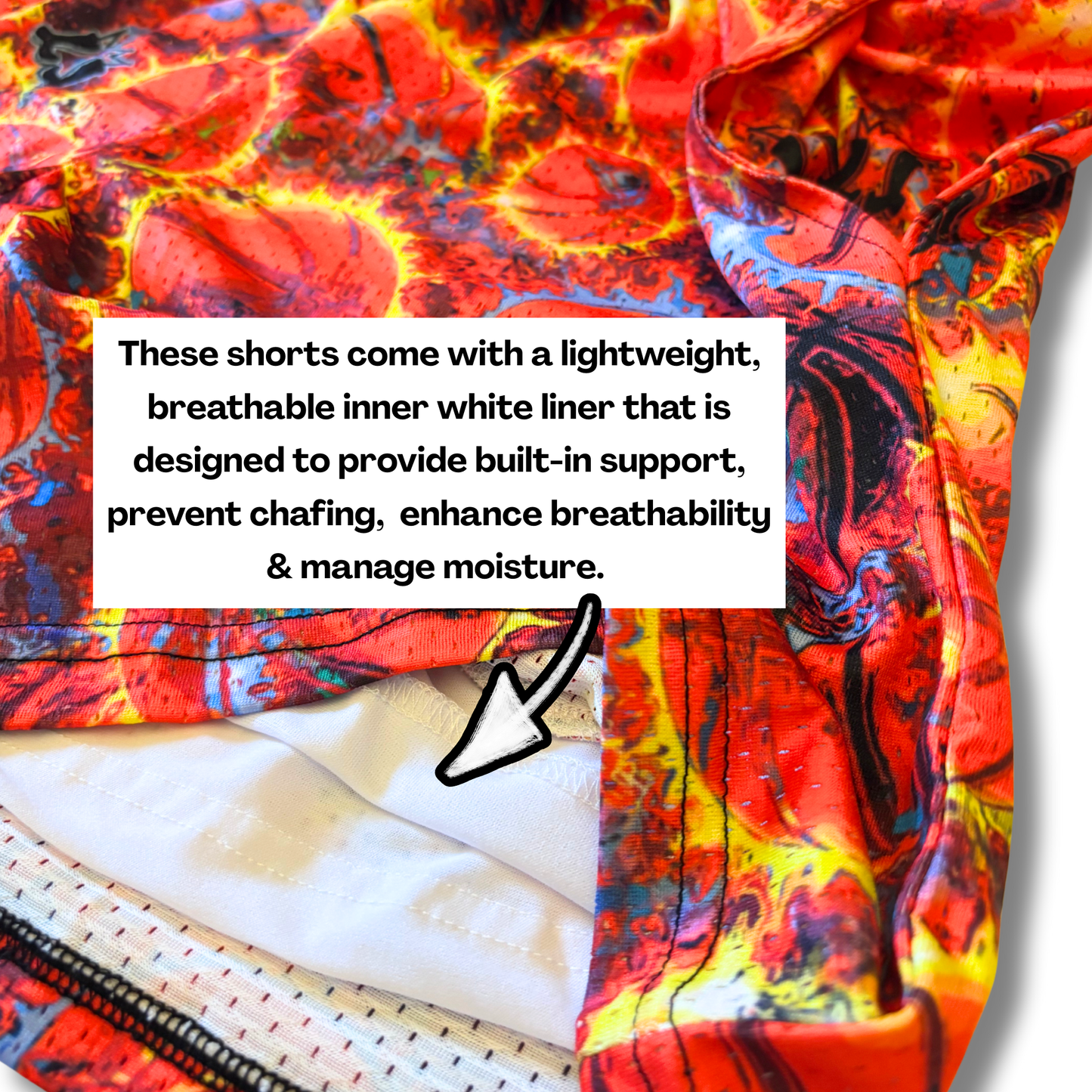 Adult "Basketball on Fire" Mesh Shorts (with inner liner)