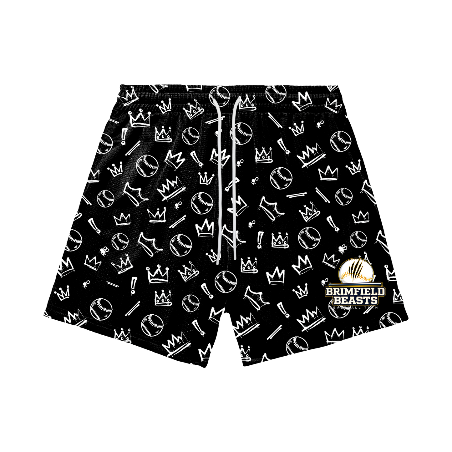 Adult Brimfield Beasts Mesh Shorts - Black Graffiti (with inner liner)