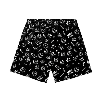 Adult Brimfield Beasts Mesh Shorts - Black Graffiti (with inner liner)