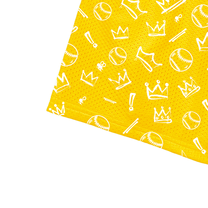 Adult Sturbridge Little League Baseball Shorts - Graffiti Edition 2, Yellow (with inner liner)