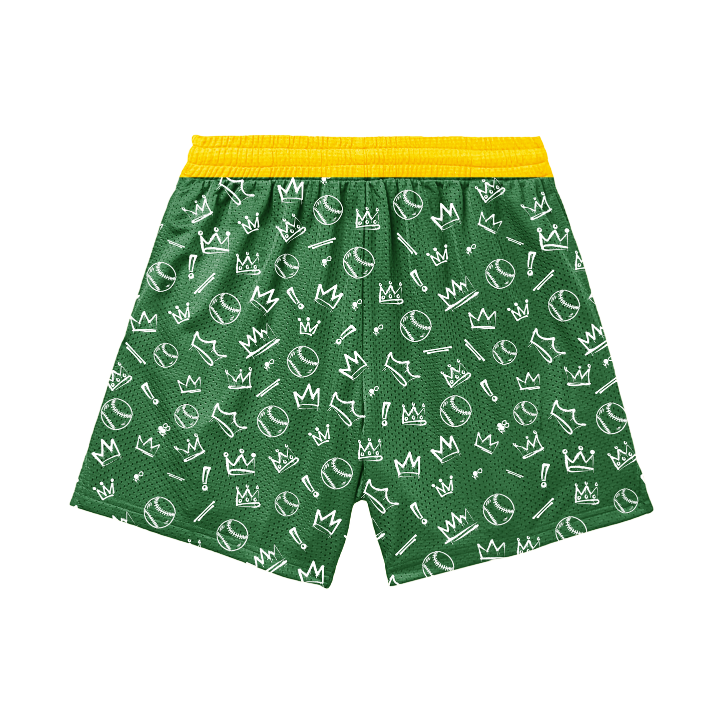 Adult Sturbridge Little League Baseball Shorts - Graffiti Edition 2, Green (with inner liner)