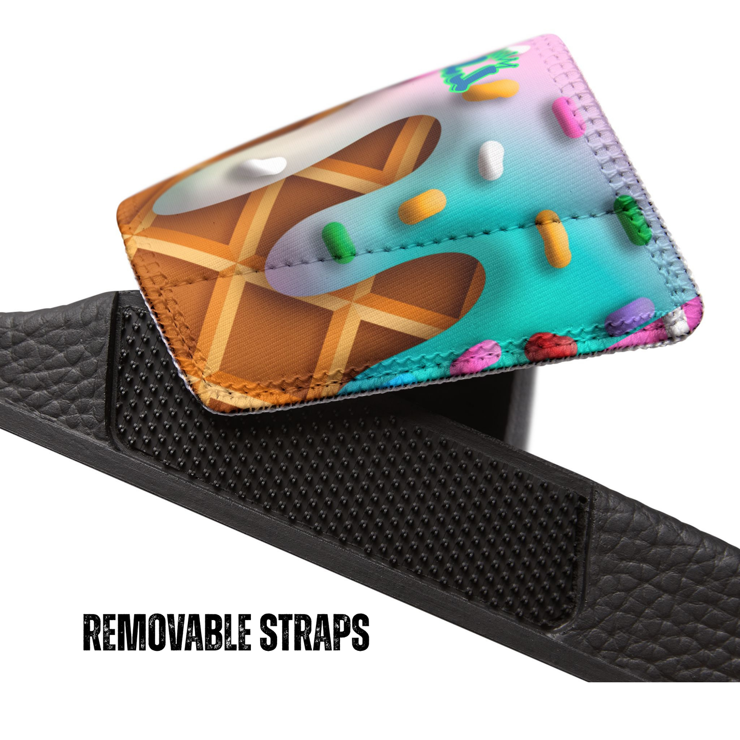 Kids Ice Cream Waffle Cone Drip Slides Sandals, Youth Casual Footwear