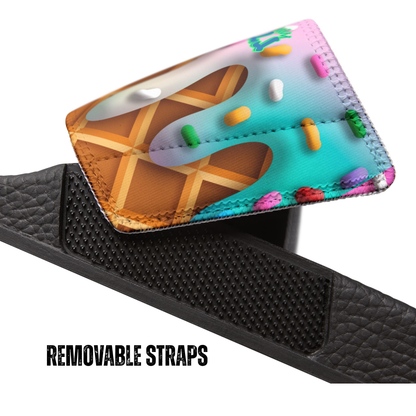 Kids Ice Cream Waffle Cone Drip Slides Sandals, Youth Casual Footwear