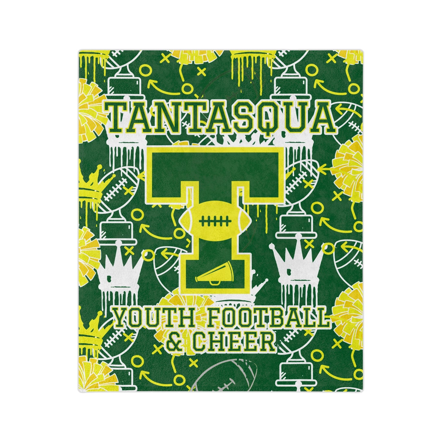 TYFC Minky Plush Blanket - Dripping Crowns Green