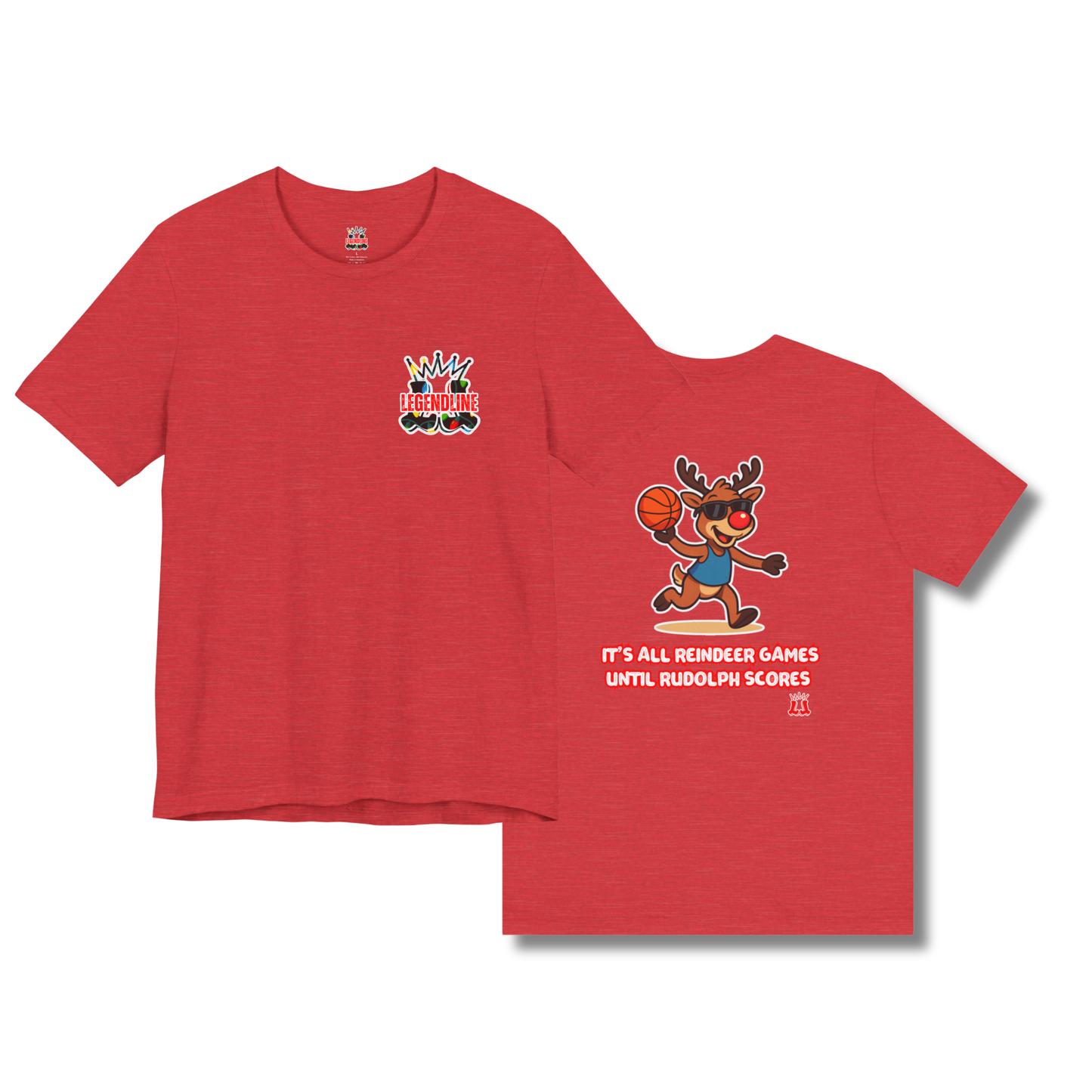 Adult Christmas Theme T-Shirt, Reindeer Games Basketball