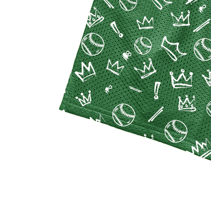 Adult Sturbridge Little League Baseball Shorts - Graffiti Edition 2, Green (with inner liner)