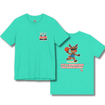 Adult Christmas Theme T-Shirt, Reindeer Games Basketball