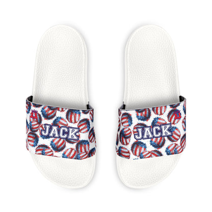 Personalized Men's Baseball Removable Strap Sandal Slides, Patriotic Sportswear