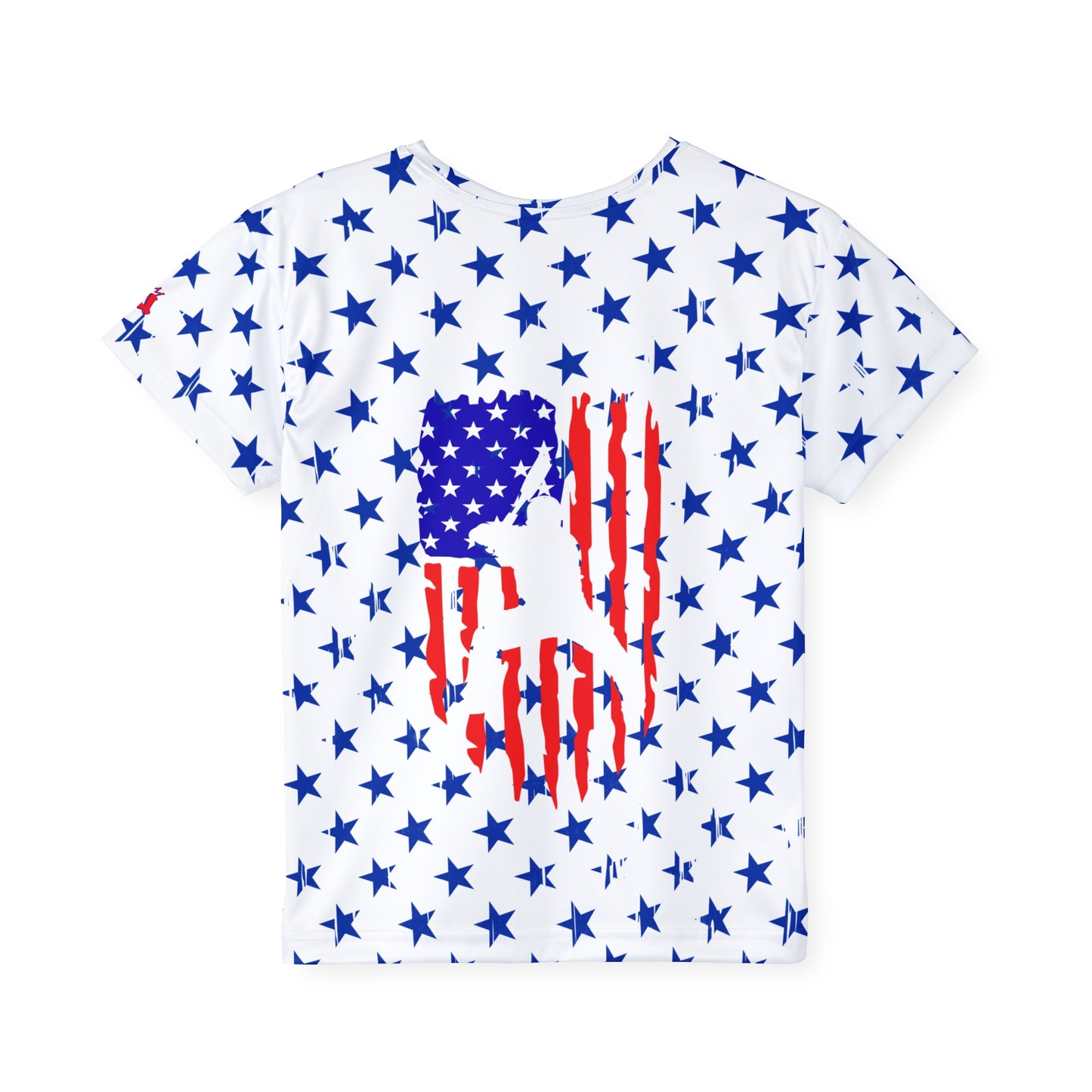 Kids Baseball American Flag Stars and Stripes Sports Jersey T-Shirt
