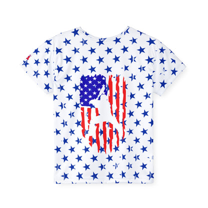 Kids Baseball American Flag Stars and Stripes Sports Jersey T-Shirt