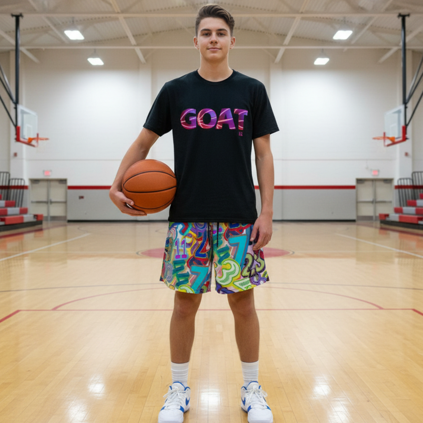 All-Over Print Adult Mesh Shorts with Pockets, NBA Legends Numbers