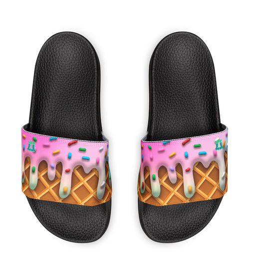 Kids Ice Cream Waffle Cone Drip Slides Sandals, Youth Casual Footwear
